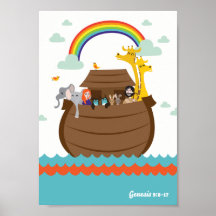 Happy Christian Kids Poster Bible Story Noah’s Ark