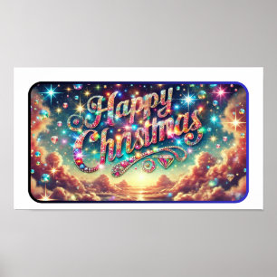 Happy Christmas: A Diamond-Studded Sky Celebration Poster