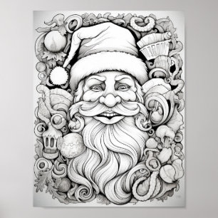 Happy Christmas Adult Colouring Poster