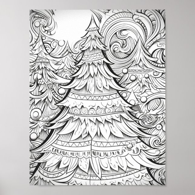 Happy Christmas Adult Colouring Poster (Front)