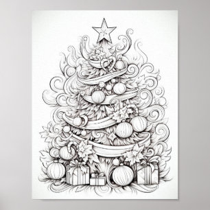 Happy Christmas Adult Colouring Poster