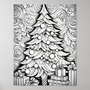 Happy Christmas Adult Colouring Poster