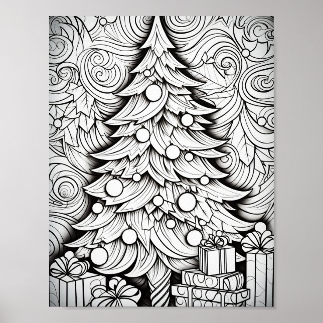 Happy Christmas Adult Colouring Poster (Front)