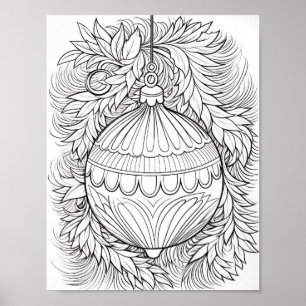 Happy Christmas Adult Colouring Poster