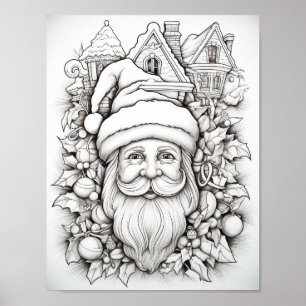Happy Christmas Adult Colouring Poster