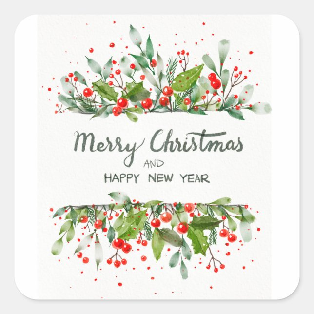 HAPPY CHRISTMAS AND GOOD YEAR SQUARE STICKER (Front)