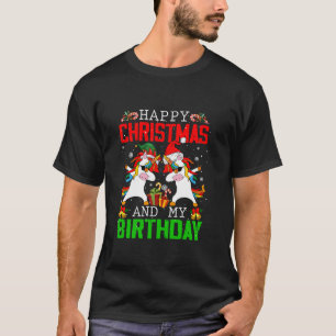Happy Christmas And My Birthday Dabbing Santa Elf T-Shirt