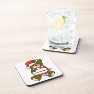 Happy Christmas Bear Coaster