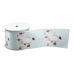 Happy Christmas Bear Ribbon Satin Ribbon
