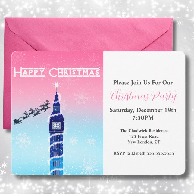 Happy Christmas Big Ben With Santa Invitation (Creator Uploaded)