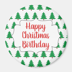 Happy Christmas Birthday Holiday Gift Round Magnet