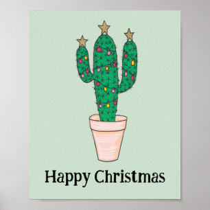 Happy Christmas Cactus, Happy Holidays Poster