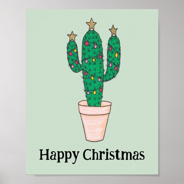 Happy Christmas Cactus, Happy Holidays Poster (Front)