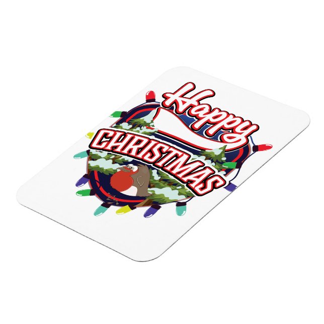 Happy Christmas cartoon logo Magnet (Left Side)