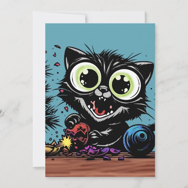 Happy Christmas Cat Holiday Card (Front)