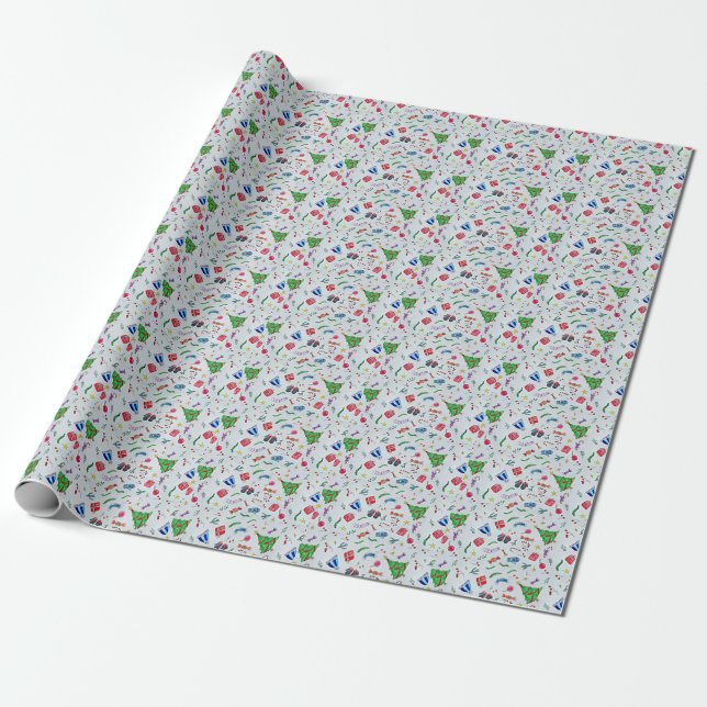 Happy Christmas Celebration Wrapping Paper (Unrolled)