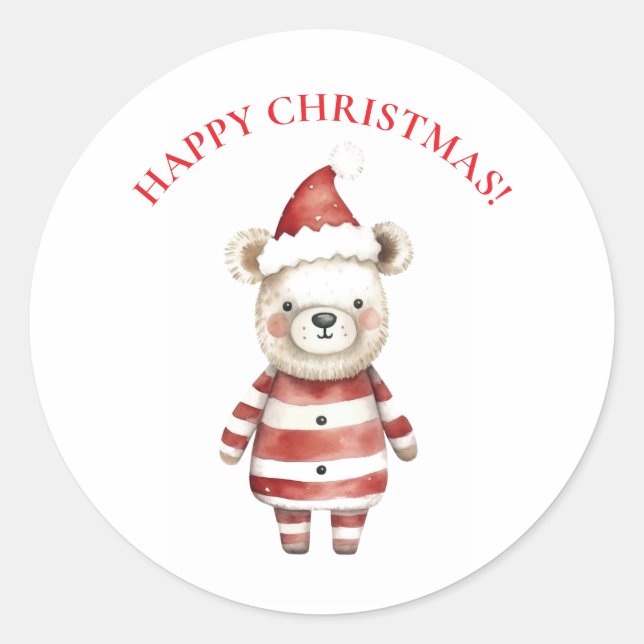 HAPPY CHRISTMAS  CLASSIC ROUND STICKER (Front)