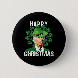 Happy Christmas Confused Funny Joe Biden St Patric 6 Cm Round Badge