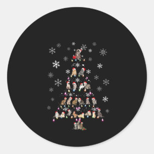 Happy Christmas Cute Cat Christmas Tree Classic Round Sticker