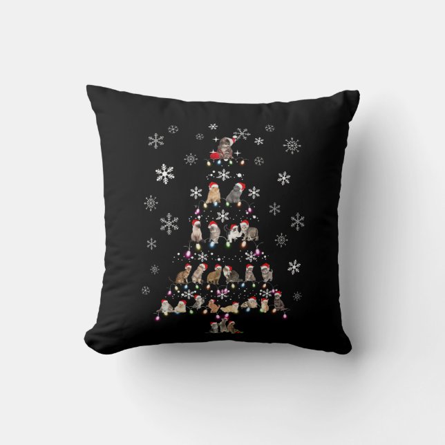 Happy Christmas | Cute Cat Christmas Tree Cushion (Front)