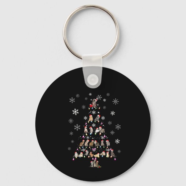 Happy Christmas | Cute Cat Christmas Tree Key Ring (Front)