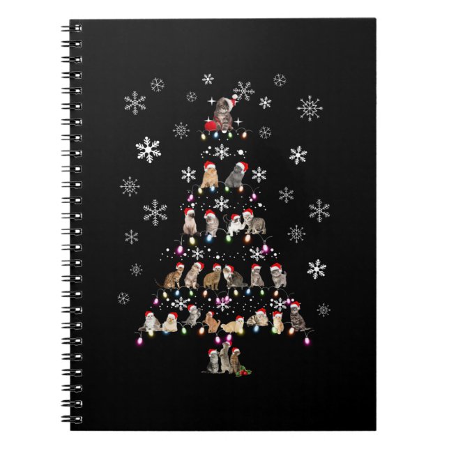 Happy Christmas | Cute Cat Christmas Tree Notebook (Front)