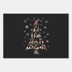 Happy Christmas Cute Cat Christmas Tree Wrapping Paper Sheet