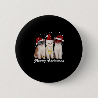 Happy Christmas | Cute Cat With Santa Claus 6 Cm Round Badge