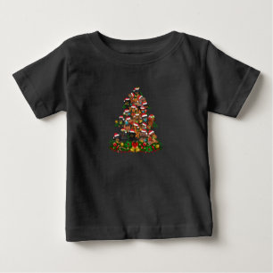 Happy Christmas Cute Dog Christmas Tree Lights Baby T-Shirt