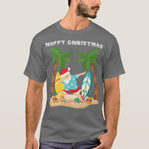 Happy Christmas Dabbing Santa Surf Board on Tropic T-Shirt