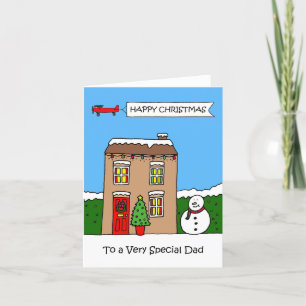 Happy Christmas Dad Festive House Holiday Card