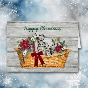 Happy Christmas Dalmatian Puppies in Basket