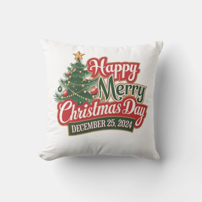 Happy Christmas Day 2024 Design Cushion (Front)