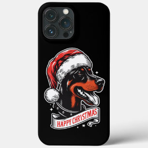 Happy Christmas - Dobermann Santa Hat Funny Dog iPhone 13 Pro Max Case
