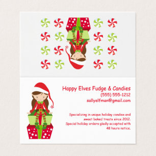 Happy Christmas Elf Customisable Small Holiday  Business Card