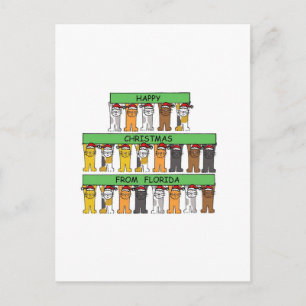 Happy Christmas from Florida Cats. Holiday Postcard