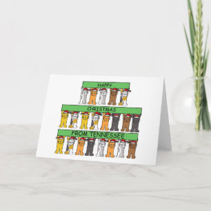 Happy Christmas from Tennessee, Cartoon Cats. Holiday Card