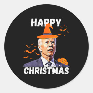 Happy Christmas Funny Joe Biden Confused Halloween Classic Round Sticker
