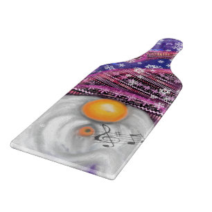 Happy Christmas Gnome In Purple Hat Cutting Board