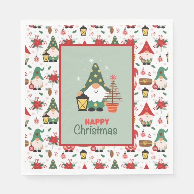 Happy Christmas Gnome Napkin (Front)