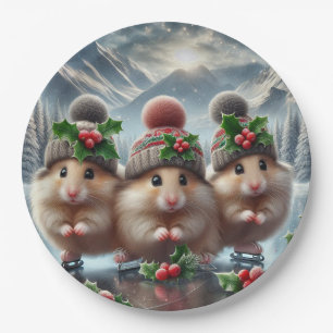 Happy Christmas Hamsters Paper Plate
