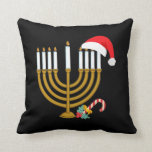 Happy Christmas Hanukkah Santa Hat Jewish Menorah Cushion<br><div class="desc">A funny gift idea for celebrating Christmas. The best Xmas Gift for Friends and Family Members. Celebrate the feast with your loved ones and make them all laugh. Happy Christmas Hanukkah Santa Hat Jewish Menorah</div>