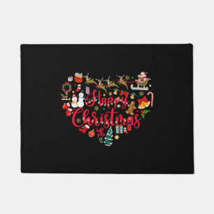 Happy Christmas Heart Santa Reindeer Doormat