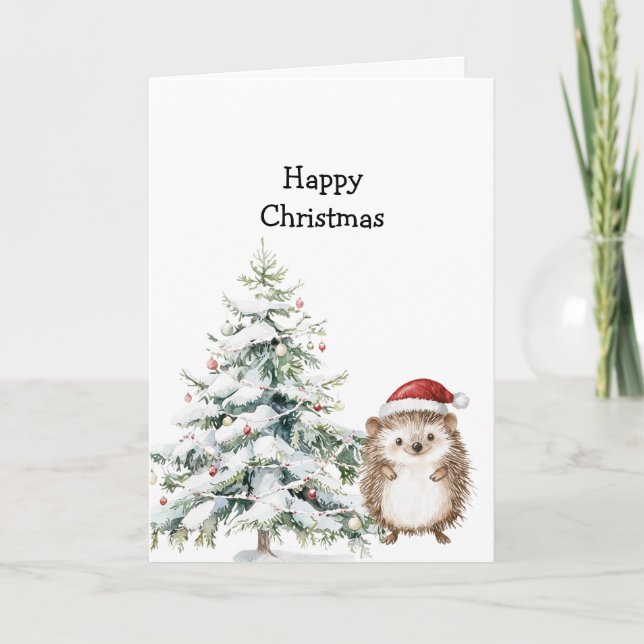 Happy Christmas Hedgehog Card (Front)