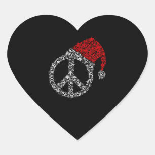 Happy Christmas   Hippies Symbol Santa Claus Hat Heart Sticker