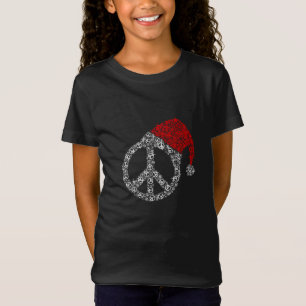Happy Christmas Hippies Symbol Santa Claus Hat T-Shirt