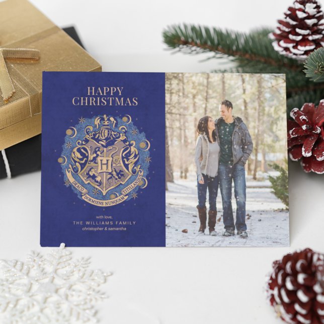 Happy Christmas | HOGWARTS™ Crest Family Photo Invitation (Creator Uploaded)