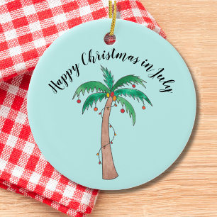 Happy Christmas In July Ceramic Tree Decoration
