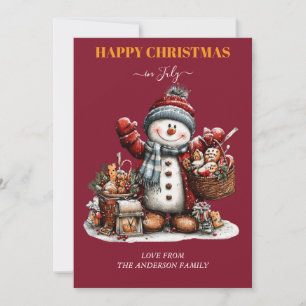 Happy Christmas in July Snowman Greeting Card