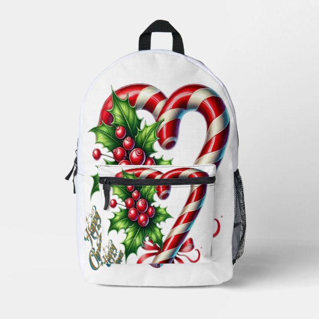 Happy Christmas ll  Printed Backpack (Front)